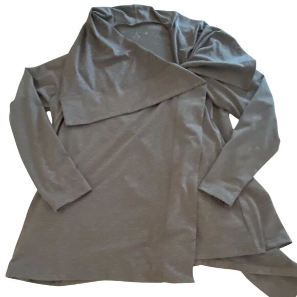 ASPIRE Athleisure Jacket Zipper Close Asymmetrical Lines Pockets 1X Heather Gray - Picture 2 of 7